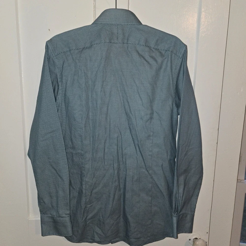 Banana‎ Republic Slim Fit Mens Medium Teal White Honeycomb Button Down Shirt